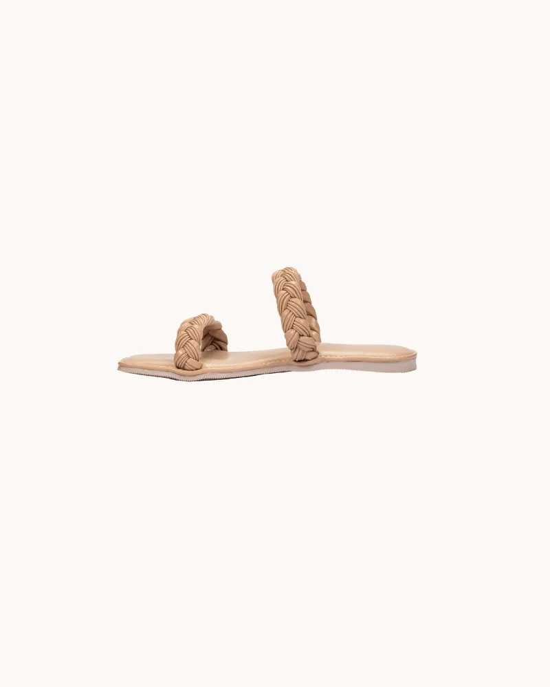 Women's Peach Pink Trendy Braided Flats