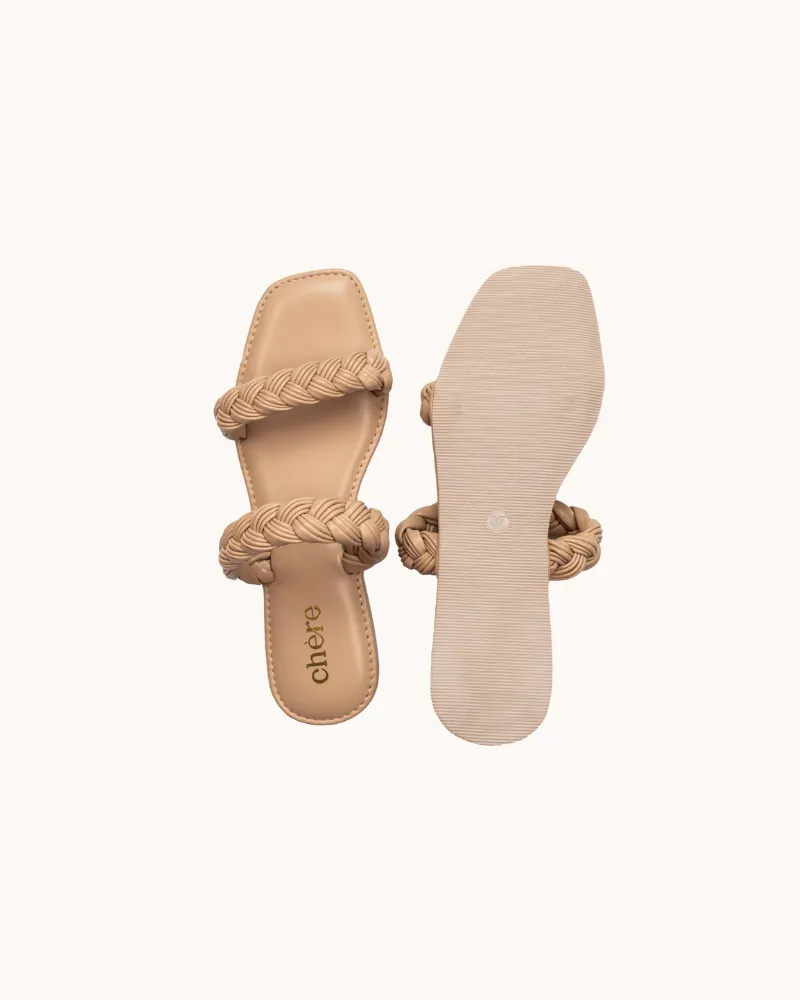 Women's Peach Pink Trendy Braided Flats