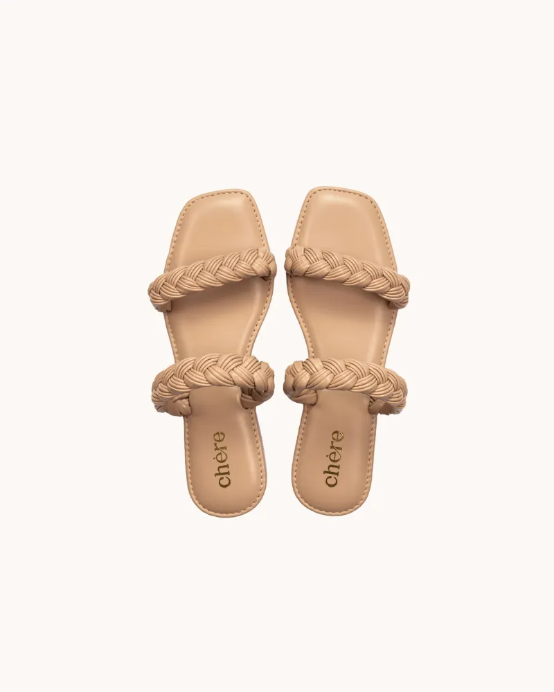 Women's Peach Pink Trendy Braided Flats