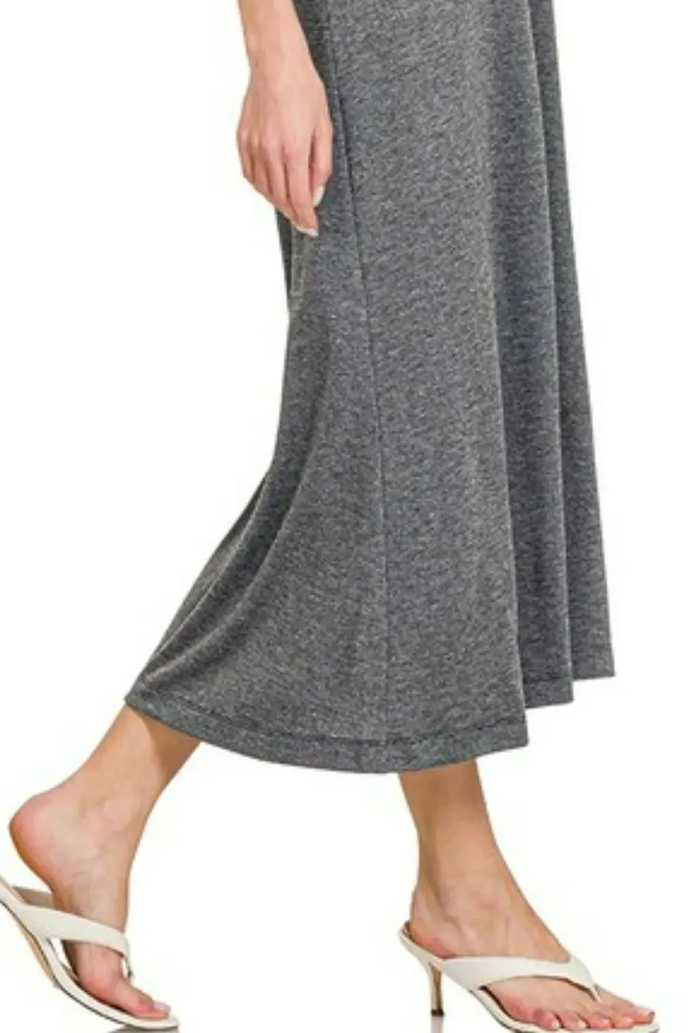 Zenana French Terry Twisted Strap Midi Dress